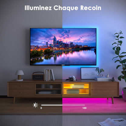 HOVVIDA Ruban LED 10M, 1X10M, 30 Led/Mètre, 24V RVB Bande LED, 300 LED, APP Et Télécommande, Synchronisation De La Musique, Mode Minuterie, Pour Chambre, Salle De Jeux, Fête, Festival