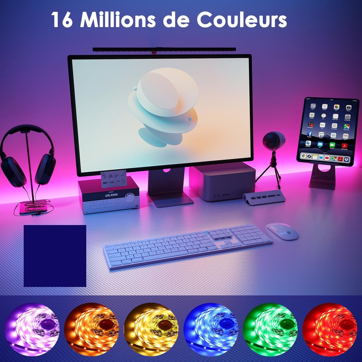 HOVVIDA Ruban LED 10M, 1X10M, 30 Led/Mètre, 24V RVB Bande LED, 300 LED, APP Et Télécommande, Synchronisation De La Musique, Mode Minuterie, Pour Chambre, Salle De Jeux, Fête, Festival